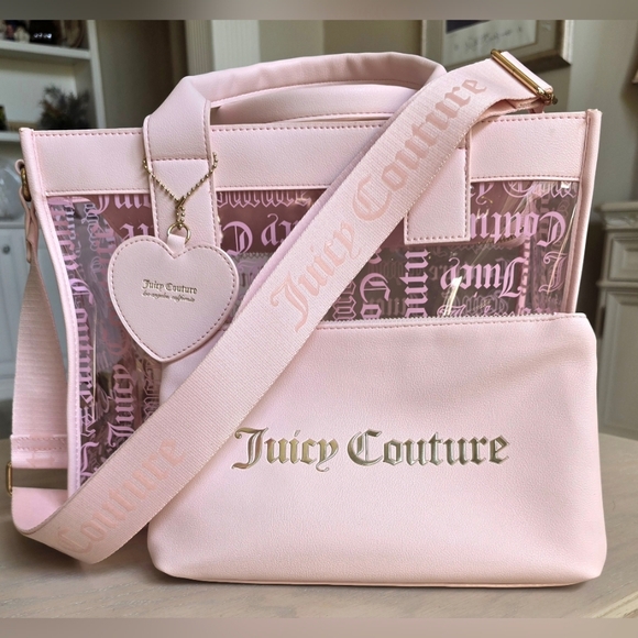 Juicy Couture Powder Blush Clear Beachin Large Tote NWOT - Picture 5 of 7